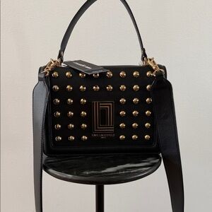 Karl Lagerfeld Paris Studded Crossbody/Top Handle Black/Gold Bag- NWT